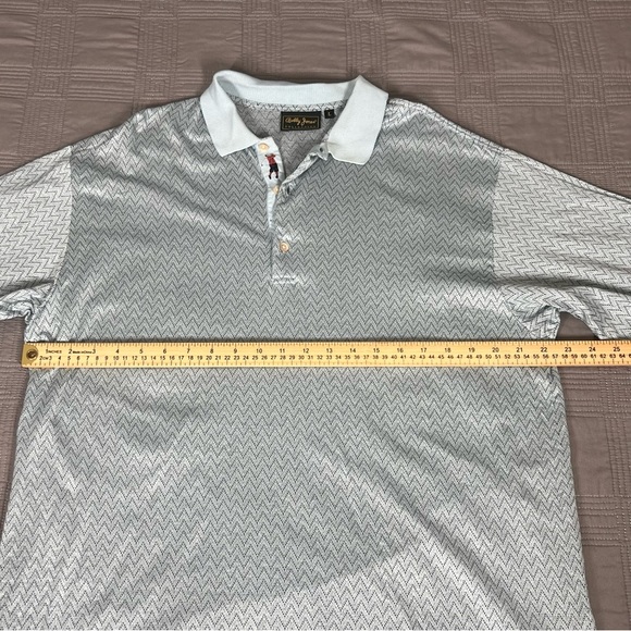 Bobby Jones Polo Shirt Mens Large Light Blue Chevron Vintage Golf Cotton - Picture 8 of 12